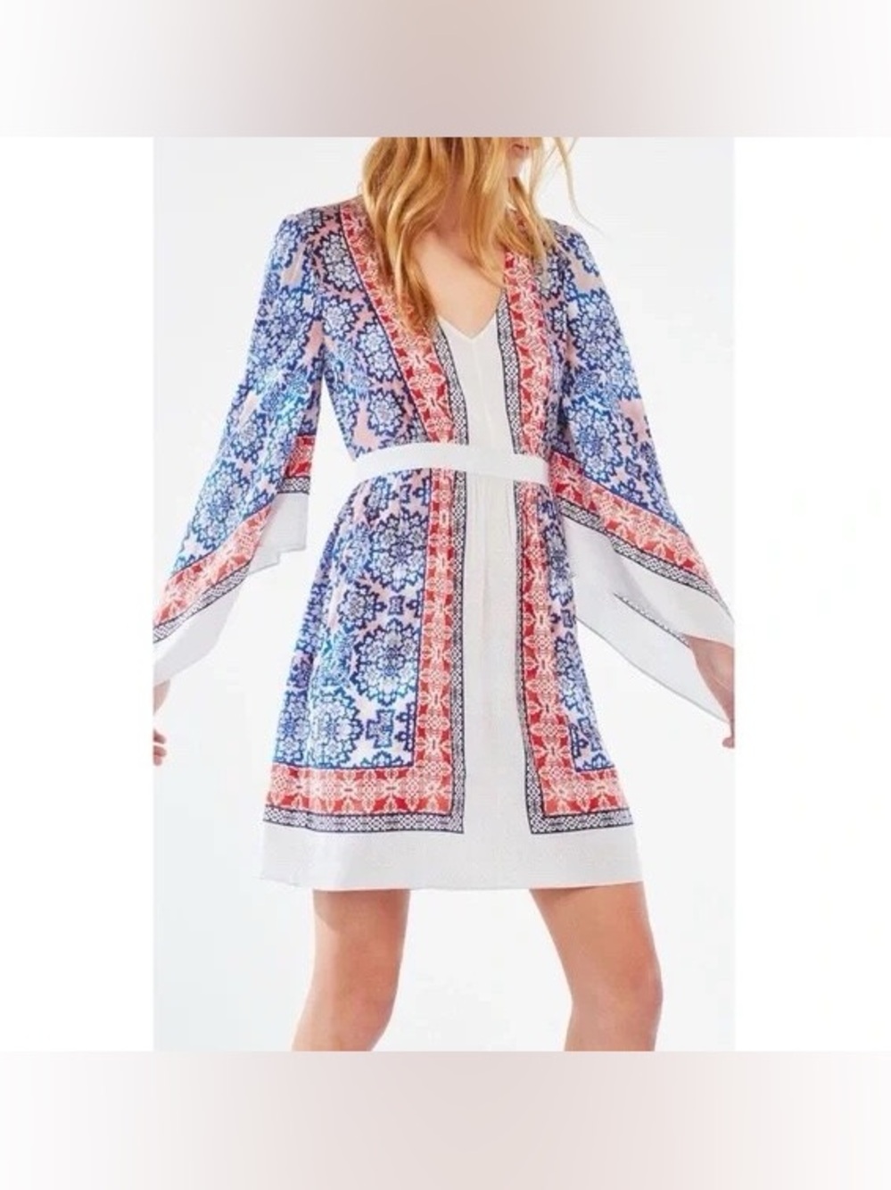 BCBGMAXAZRIA Jenissa Blossoms Kimono-Sleeve Wrap Dress